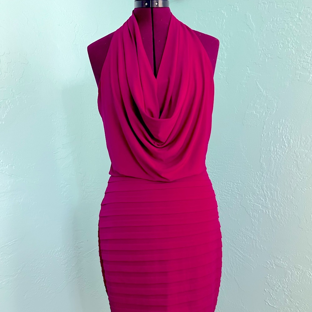 Maggy L Plum Halter Cocktail Dress, Sz 8